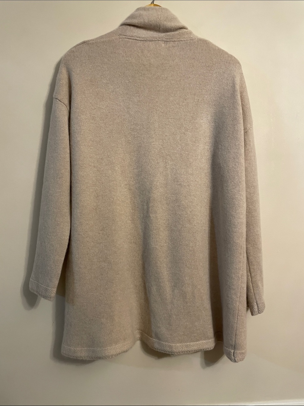 Faherty 100% Cashmere Open Front Long Cardigan Beige Size Medium - Picture 4 of 10